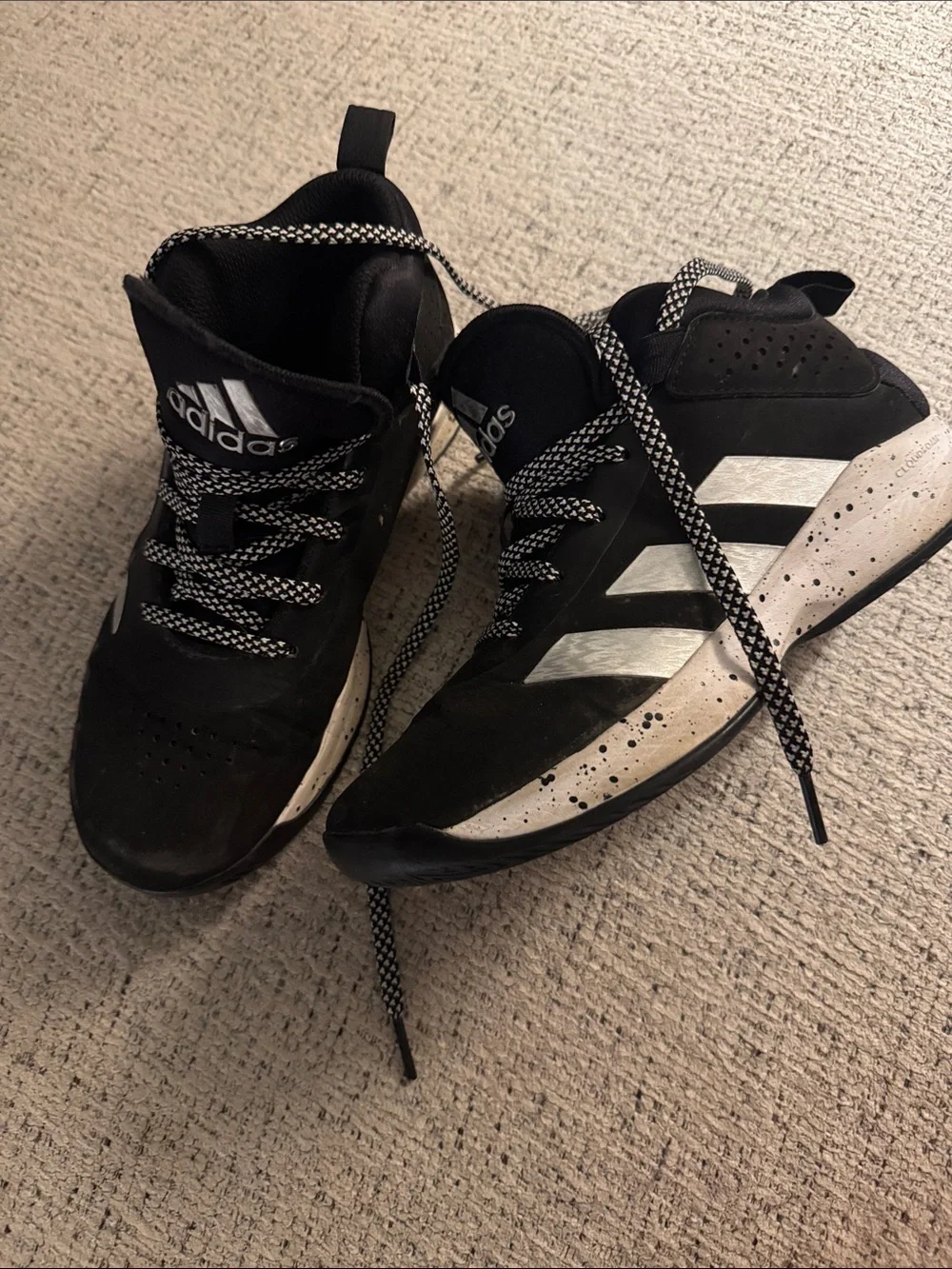 adidas Kids Black and White High-Top Sneakers - Basketball Shoes